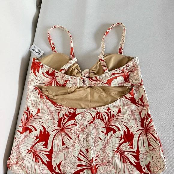 Tie-Front Keyhole Bandeau-Style One-Piece Swimsuit Size XLarge Pineapple Print - Picture 5 of 12